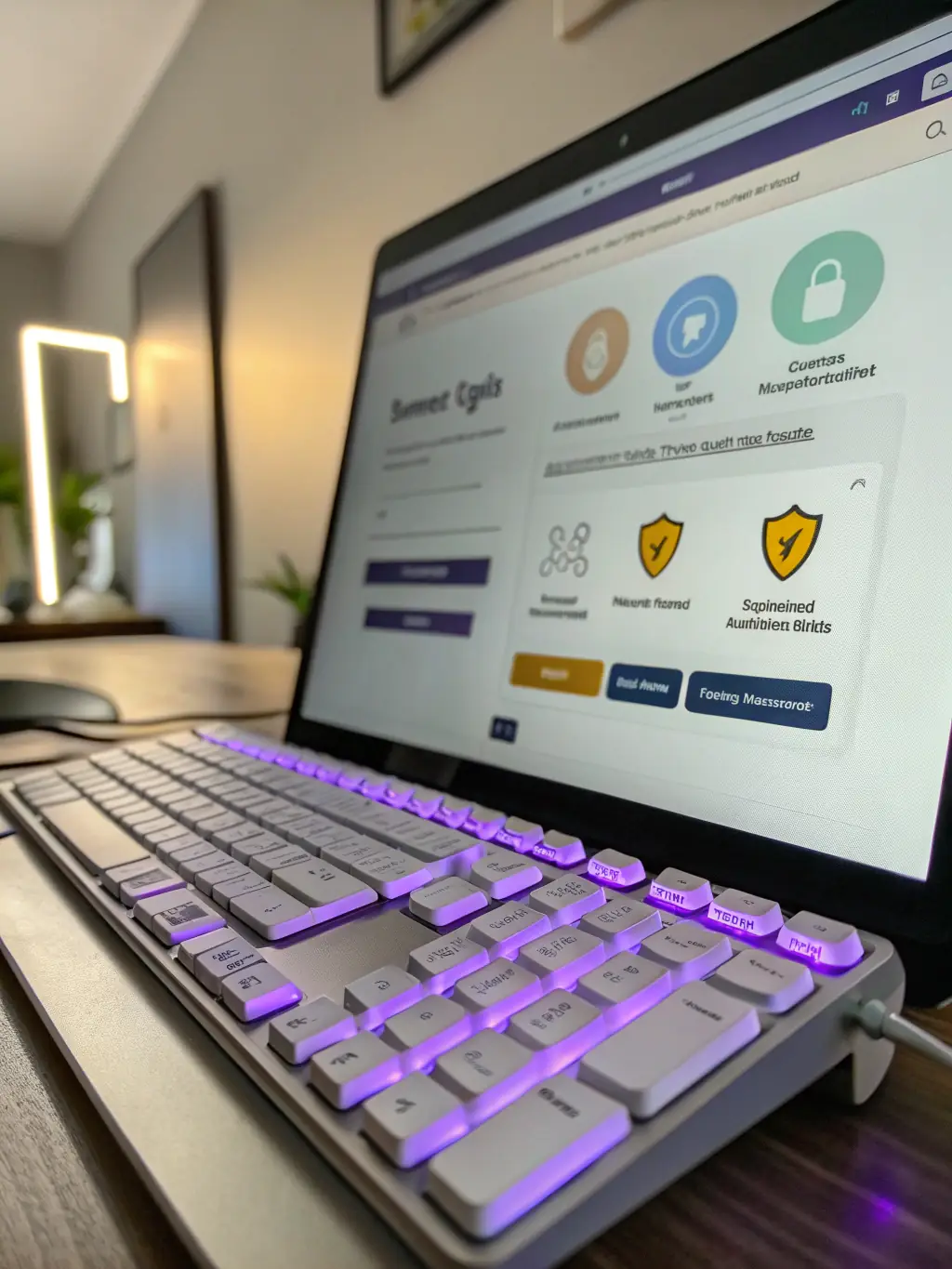 A secure website interface with encryption symbols, emphasizing HostingHighTech's focus on data protection and secure web solutions.