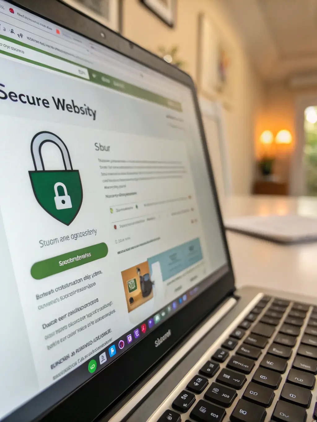 A secure website with an SSL certificate displayed in the browser, emphasizing data protection and security measures.
