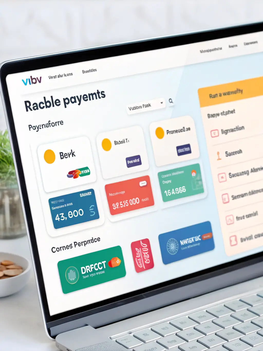 A clean, user-friendly interface showing a simplified payment dashboard with clear transaction records and easy access to manage subscriptions.